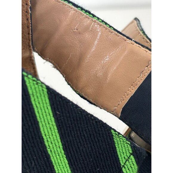 Tommy Hilfiger Sandals 10 Wedge Navy Green Striped Espadrille Preppy Nautical - Picture 3 of 16